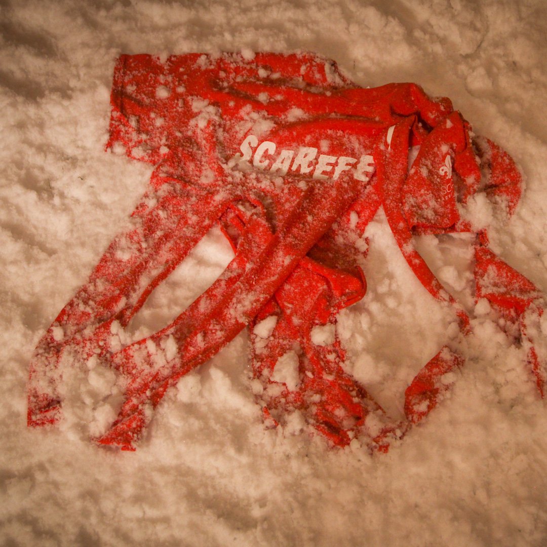 After searching the dark, snowy woods, we couldn't find anything scary. We almost gave up until we found the missing T-shirt.
It was then we came across the snow zombie. Scary and made of ice with hot sparks spraying from its head...
.
We caught it on camera...
.
#iscoutscared