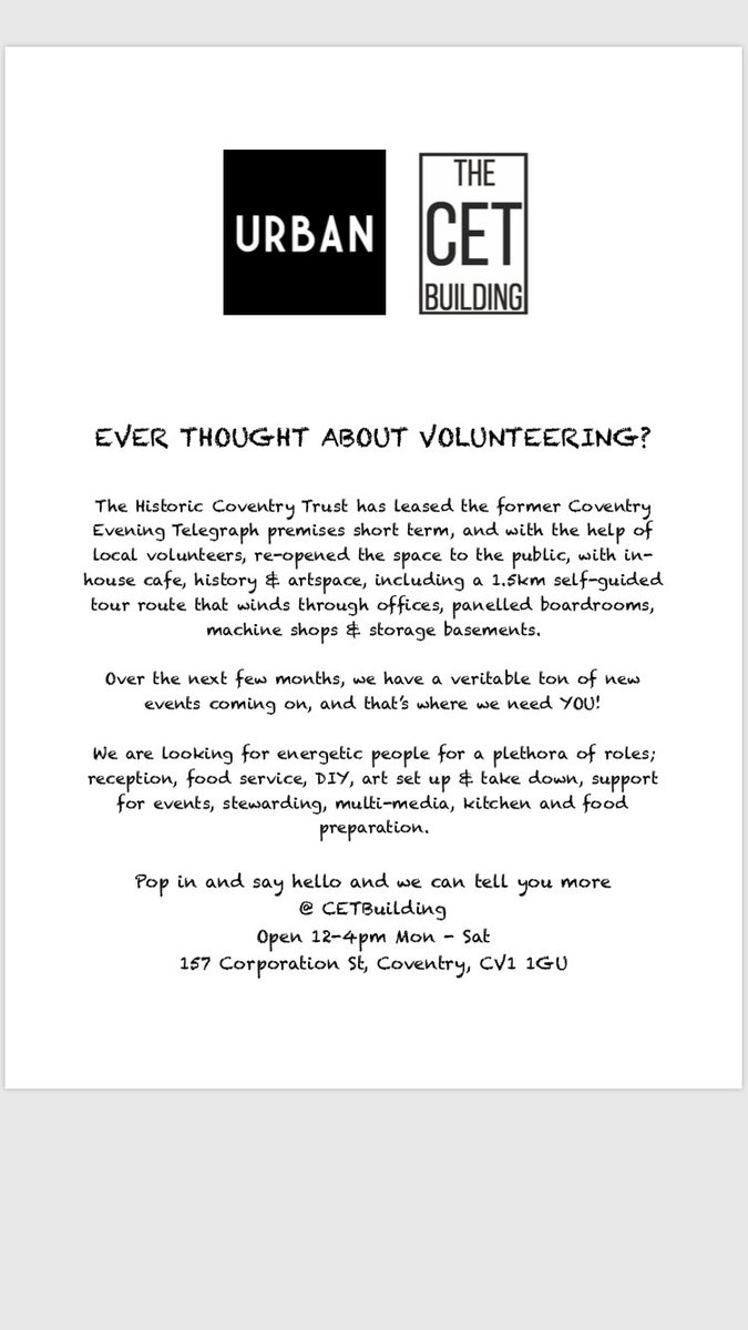 URBANCOVENTRY's tweet photo. Come and join our rapidly growing community down here @CETpopup try something new, bring great skills &amp; hang out in a #1950s #artdecobeauty of a space full of great stuff :) #supportlocal @Coventry2021 @covcultureshow @positiveyouth96 @WCAVACov pls RT https://t.co/yLoArZpTRW