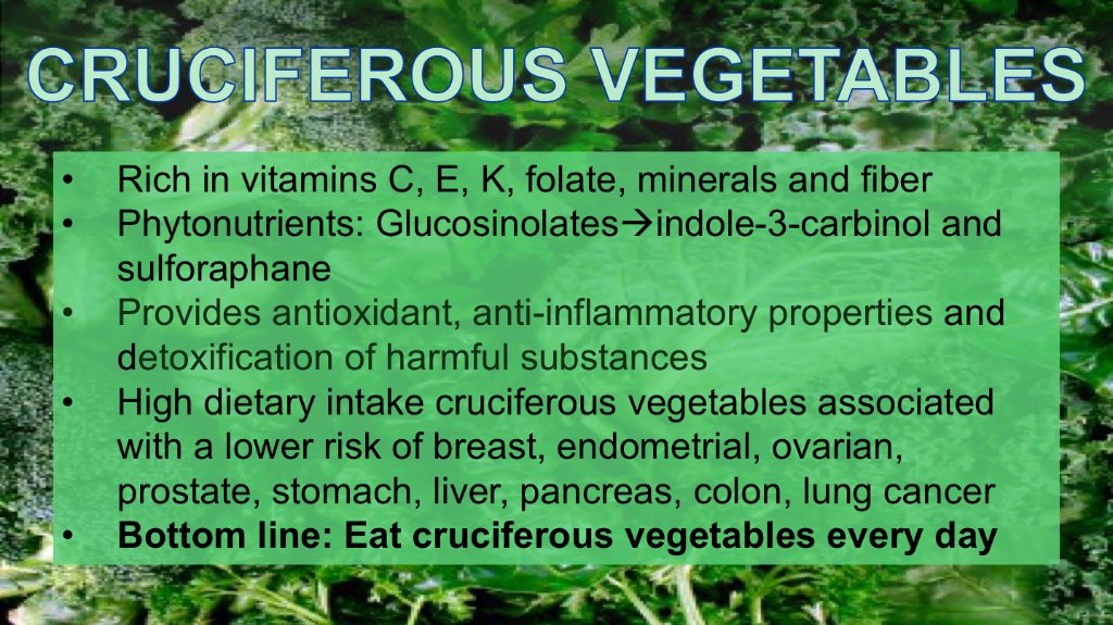 MayoClinic's tweet photo. Epidemiologic studies suggest a high dietary intake of cruciferous vegetables is associated with a lower risk of breast, endometrial, ovarian, prostate, stomach, liver, pancreatic, colorectal, and lung cancers. https://t.co/6IF0XhdqyZ