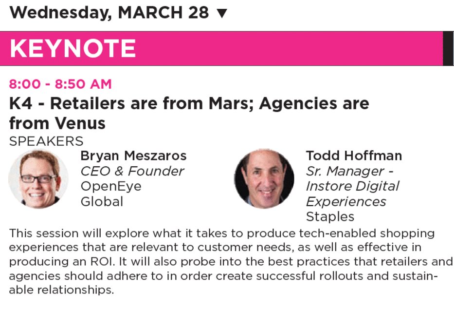 ipadsinretail's tweet photo. What's it take to get a retailer to say "Yes" to your tech? Come find out at DSE @DSExpo . Open Eye's @Bryanmeszaros and I will presenting 3/28. https://t.co/74CnsBExrC