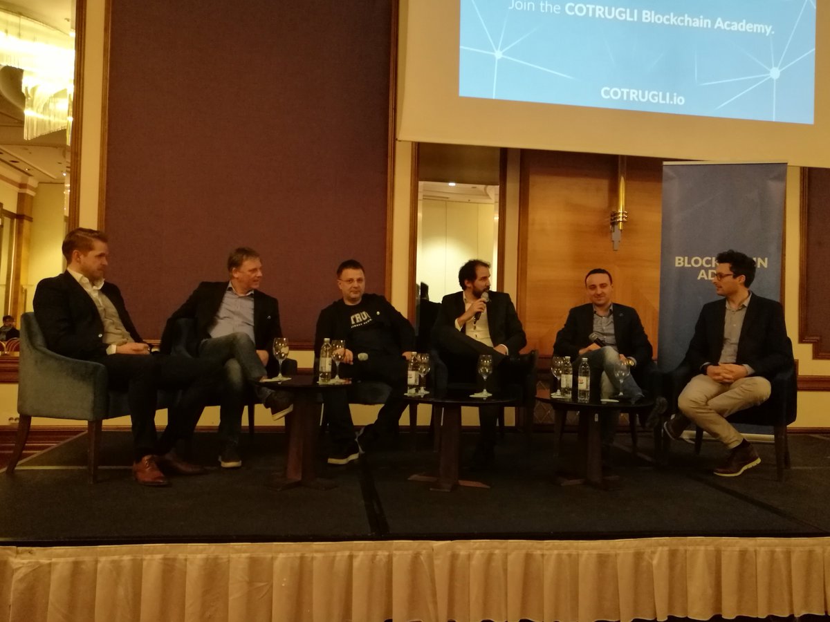 BlockchainAdria's tweet photo. Panel discussion at #blockchain Adria MeetUp Zagreb. #COTRUGLI https://t.co/Korez5Urtd