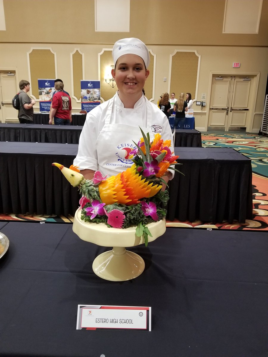 esteroculinary's tweet photo. Edible centerpiece competition complete, results tomorrow. Way to go Amy. @EsteroHS @LeeCountyCTE @LeeSchools https://t.co/EfpWBUpIdu
