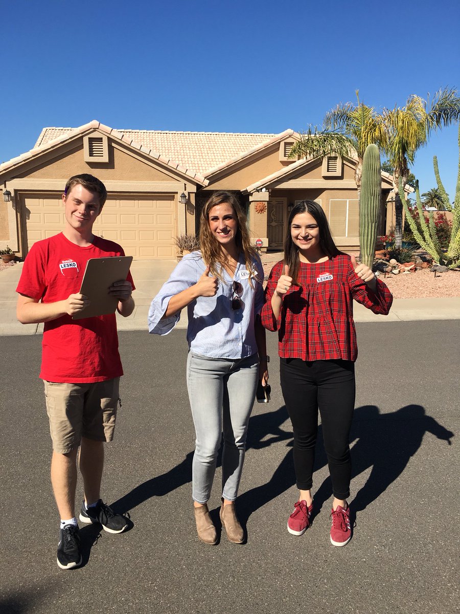 realVinceGil's tweet photo. Gabby, @TrevorGOP and @gop_brittany are canvassing in the West Valley for @DebbieLesko and the @AZGOP #LeadRight https://t.co/LzXu5jDaXt