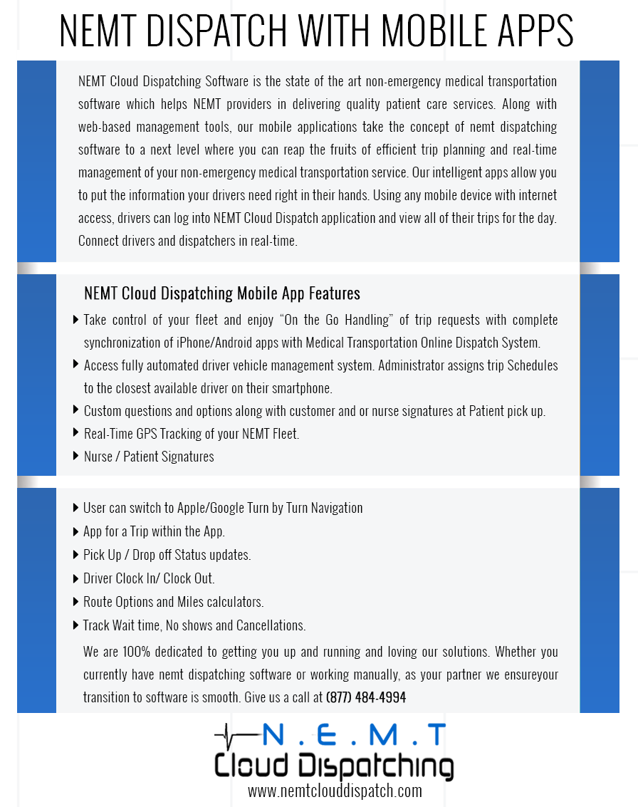 CloudNemt's tweet photo. NEMT Dispatch Mobile Apps
https://t.co/NWzFSSkjyi
#NEMT_Routing_Software #NEMT_Cloud_Dispatch https://t.co/38lspqZHFf