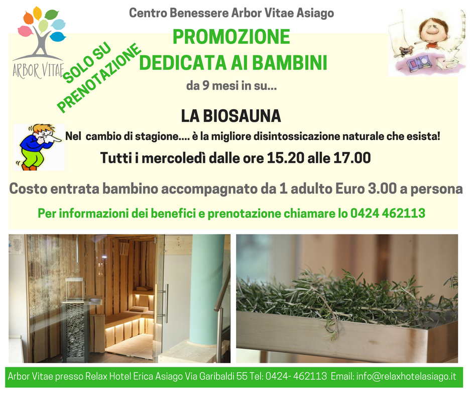 Hotelericasiago's tweet photo. 👨‍👩‍👧‍👦LA BIOSAUNA:👨‍👩‍👧‍👦 
Per grandi... ma soprattutto Per PICCINI; rimedio per la prevenzione e cura dai malanni di stagione. ❄️
Indicato per tutte le età.
https://t.co/qN11eSXdXJ #7regole #relaxhotelerica 
#benesserenaturale #DaySpa #biosauna #biosaunabambini https://t.co/cNHeN3VW0Y