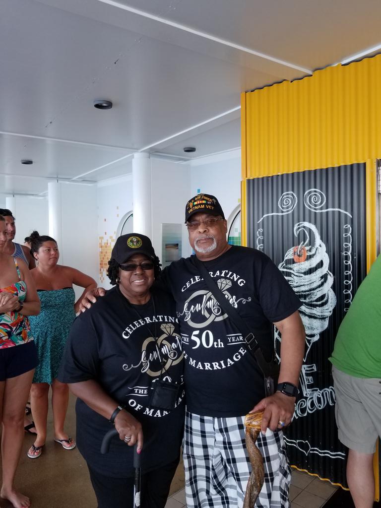 stpdawson's tweet photo. Just completed cruise with 2 veterans celebrating fifty years of marriage #vietnam veteran #marriage #proud #lifelong https://t.co/n0ei5JW1nF