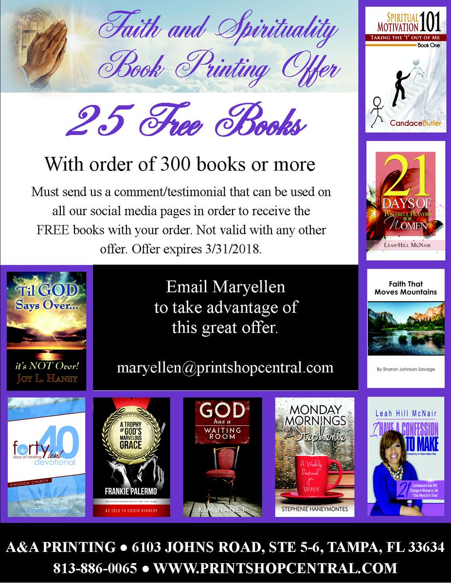 BookShepherds's tweet photo. Do you have a Faith and/or Spirituality book you want printed? Call or email us Monday-Friday and take advantage of our March offer!
#author #selfpublishing #bookprinting https://t.co/bLZ6tPgGAQ