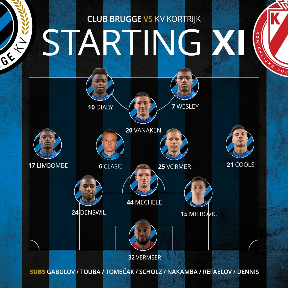 ClubBrugge's tweet photo. Hier zijn jullie Brugse XI! #CluKvk #ThanksFans! https://t.co/8LLIhvYRLM