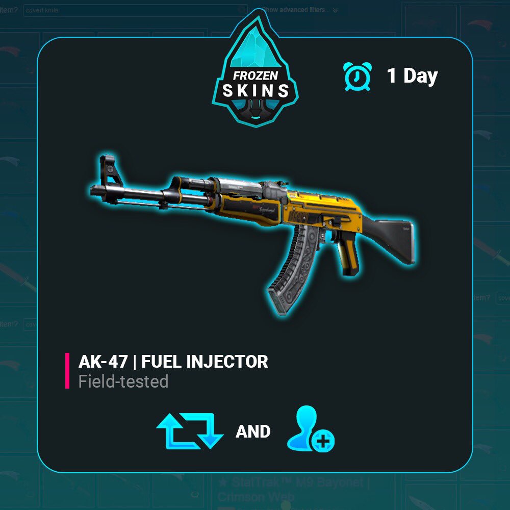 FrozenSkins's tweet photo. 💎AK-47 | Fuel Injector

❄️Retweet
❄️Follow

🌨Ends in 24 hours , best of luck! https://t.co/U2lotzP6f1