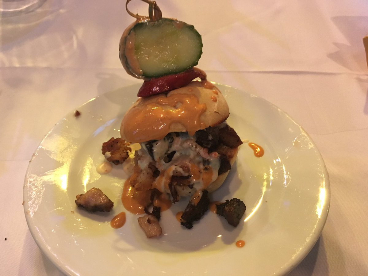 What's the most popular dish at Epcot Flower &amp; Garden Fest? The beef brisket smoked ends, pork belly sausage slider. With cheddar fondue. Defibrillator optional. #Freshepcot
