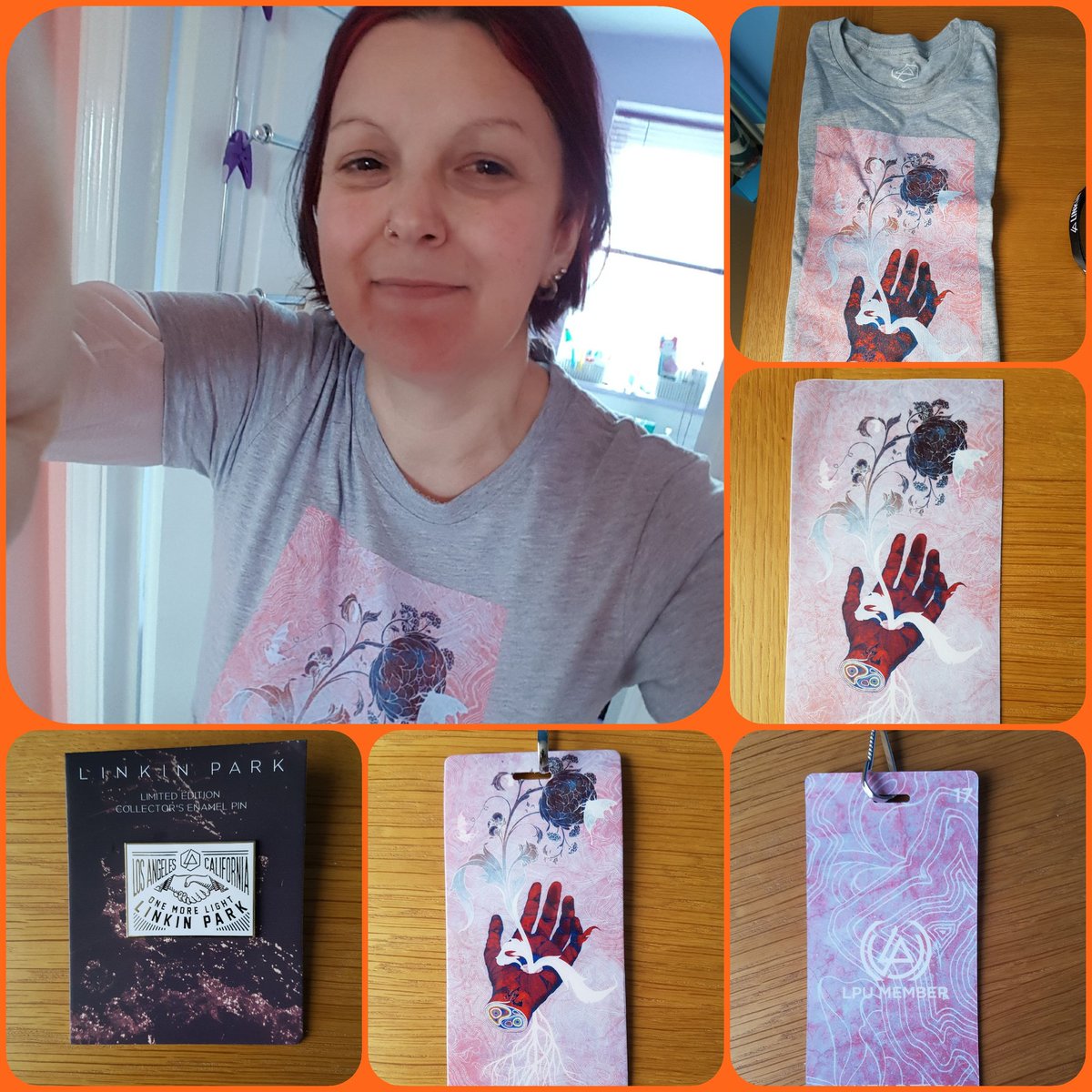 michelle2570's tweet photo. Finally got my LPU17 package! I waited for it for 6 weeks! β€β€β€β€β€ #MakeChesterProud #RIPChester We will always LOVE YOU! Forever in our hearts ! LP Soldiers will forever MISS YOU!! πππππ #T-Shirt #LaminateBackAndFront #Sticker #Pins https://t.co/hcOgbcpgGy