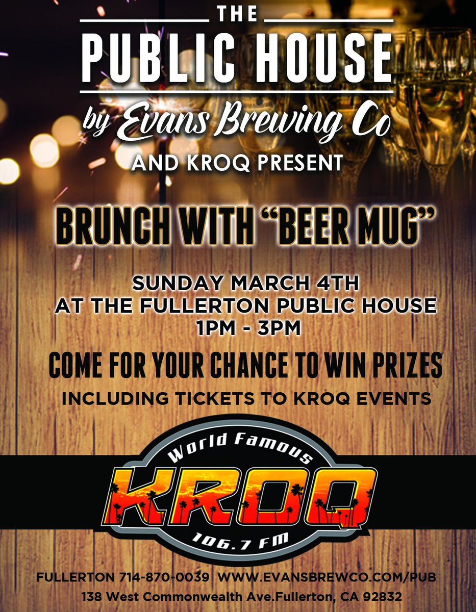 PublicHouse_EBC's tweet photo. #Brunch with "Beer Mug" and #KROQ #eatfamous #drinklocal #drinkfamous #craftbeer #downtownfullerton #localevents #drinkage #eatlocal #beerculture #beer #cocktales #numnom #drinkup #cheers https://t.co/SxKCILNGve https://t.co/MNwDKzntz8