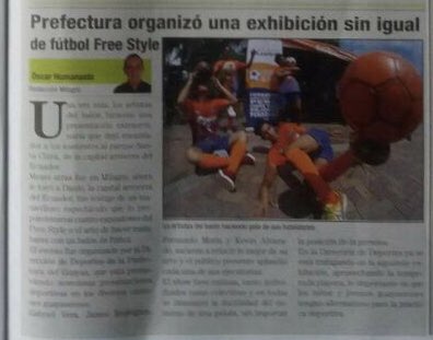 alex_cevallos2's tweet photo. Gracias a el diario @ElMilagrenoEC por su publicación de nuestro evento “Exhibición de Fútbol #Freestyle2018”. @PrefecturGuayas @jimmyjairala https://t.co/pzOOFuzPKQ