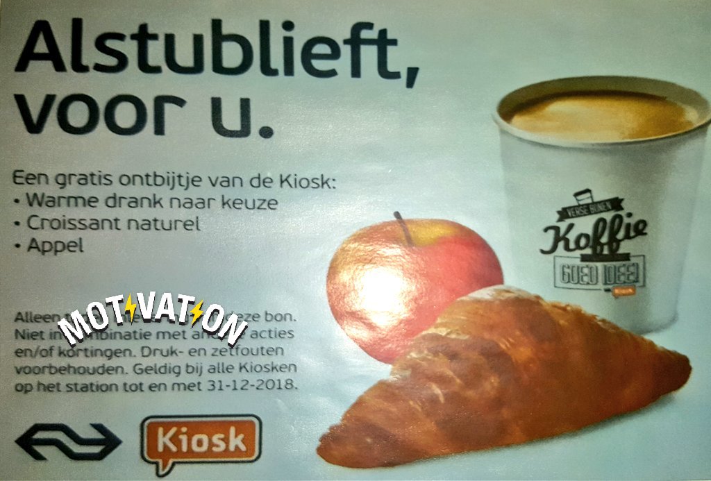 Vorige week heb ik 2 reizigers blij gemaakt met een ontbijtje van <a href="/NS_online/">NS online</a> &amp; <a href="/Kiosk_NS/">Kiosk</a> Deze week geef ik er weer 1 weg en stel ik jou de vraag: Wie maakt jou #treinleven leuker en zou jij blij willen maken met een ontbijtje en waarom? Vertel het in de comments voor 9 maart. 👇