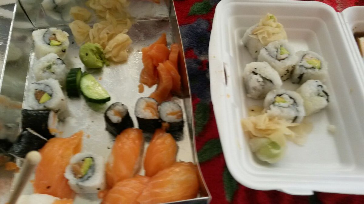 Worst sushi ever <a href="/oceanbasket/">Ocean Basket</a> ford's burger. PAID R400 for this threw it in the bin <a href="/mrdfood/">Lindelwa M Deerh</a>