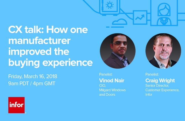 MarkstewInfor's tweet photo. Join us for a webinar to hear why leading manufacturer, Milgard Windows &amp; Doors, selected Infor #CPQ to make it easier for their customers to #configure exactly what they want. https://t.co/qtHwHgdhFO #TeamInfor https://t.co/V5B3IsXYu7