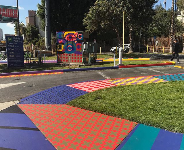 TheSunsetStrip's tweet photo. A colorful makeover by the talented @theartofchase. Stay tuned for the finished product. @WeHoArts #patternpark #micropark #streetart #thesunsetstrip https://t.co/6cuRk1HqRR