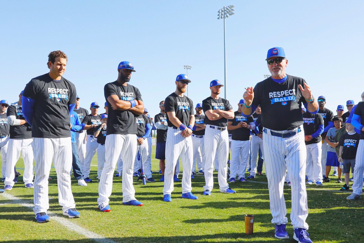 Cubs's tweet photo. Going bald to fight back against pediatric cancer. #RespectBald https://t.co/4JCej8i5h4