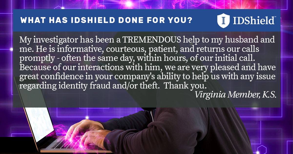 IDShield's tweet photo. Let our investigators give you the confidence you deserve. According to this member, they were prompt, courteous, and a TREMENDOUS help. #IDShield https://t.co/gCey8Xvi9g