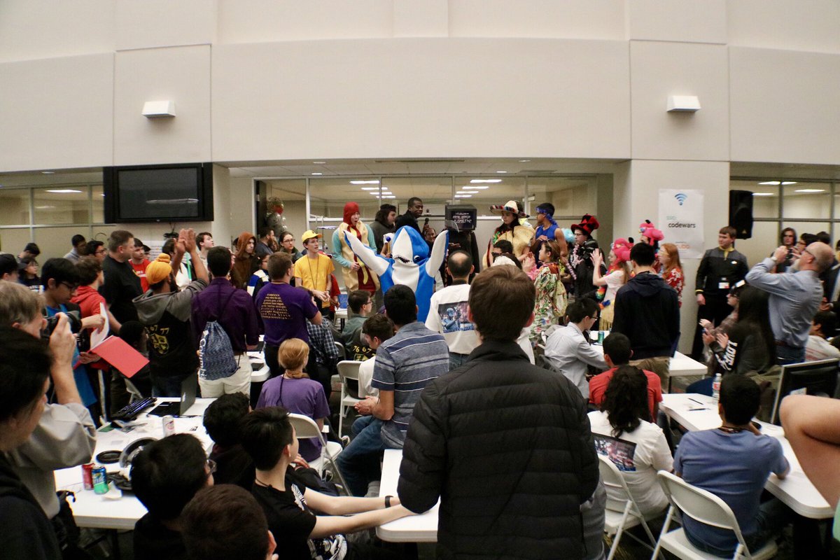 Wirelessnerd's tweet photo. The costume contest at @HPE #CodeWars2018 #CodeWarsCentral was totally awesome! Congrats to Left Shark for winning!! https://t.co/qwQ8xYCd9F