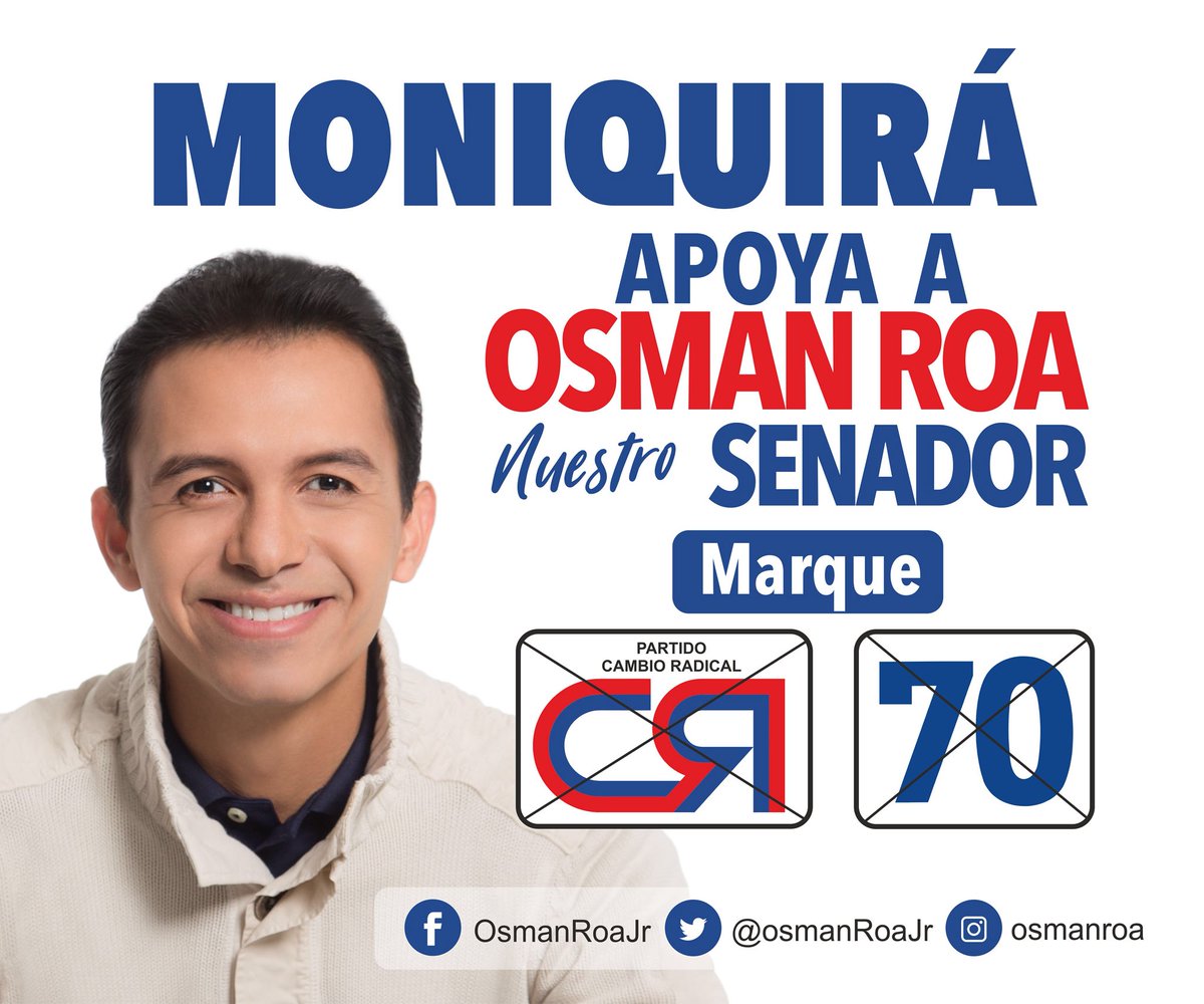 OsmanRoaJr's tweet photo. Gracias #Moniquirá por creer en nuestras #SietePropuestasCeroCorrupción. Mi compromiso es con ustedes, con la comunidad. No somos un proyecto de un rato, no compramos votos, no jugamos sucio. Damos la cara con propuestas serias y trabajo sin pausa. #CR70 #BoyacáVotaBoyacense https://t.co/aahnQY3SCH
