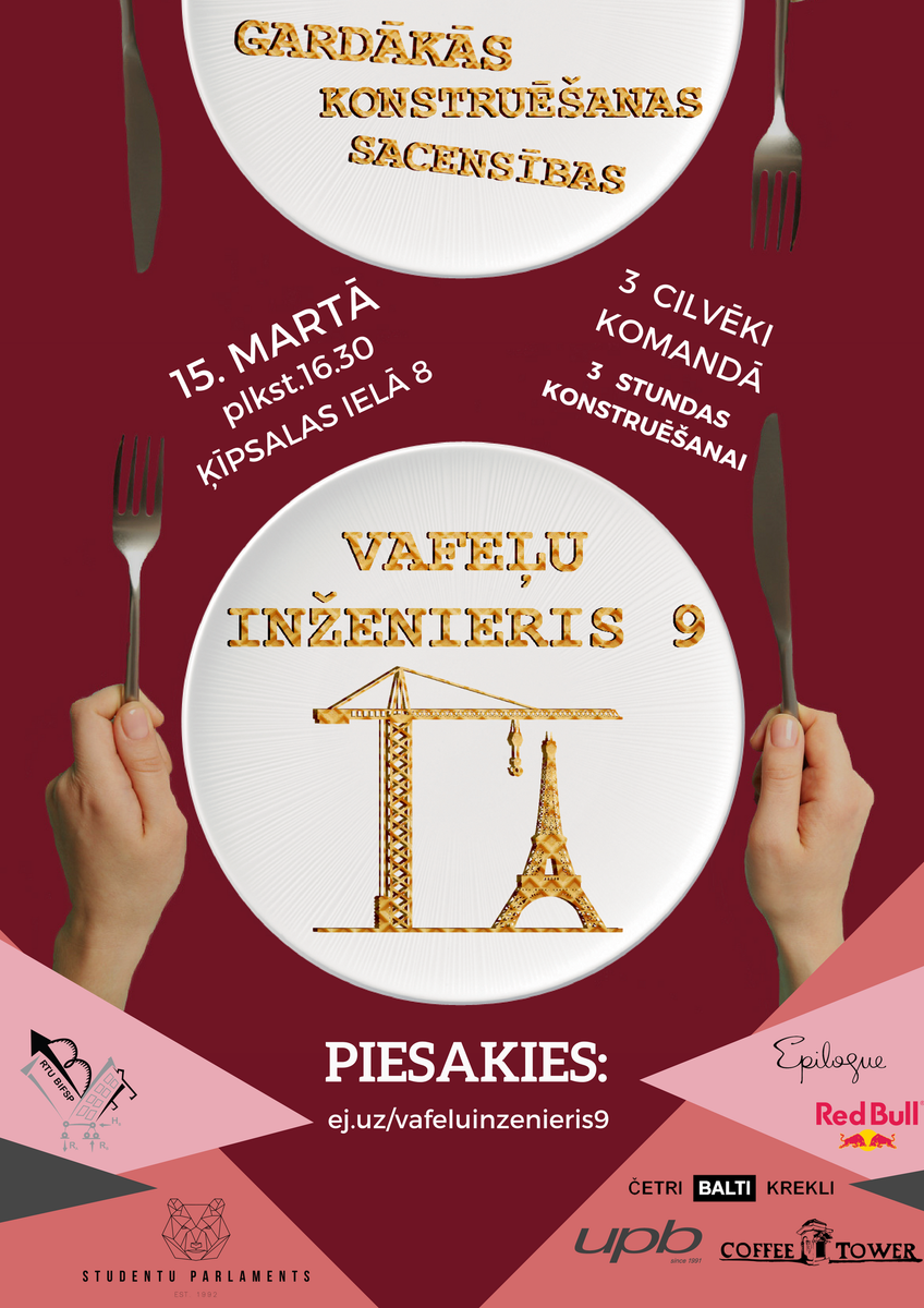RTU_BIFSP's tweet photo. 100g šokolādes un 6 vafeļu plāksnes- vairs neko nevajag, lai pierādītu savas spējas gada gardākajās sacensībās.
Piesakies jau tagad: https://t.co/Au1OC0LH0s https://t.co/7ijUs4mOCA