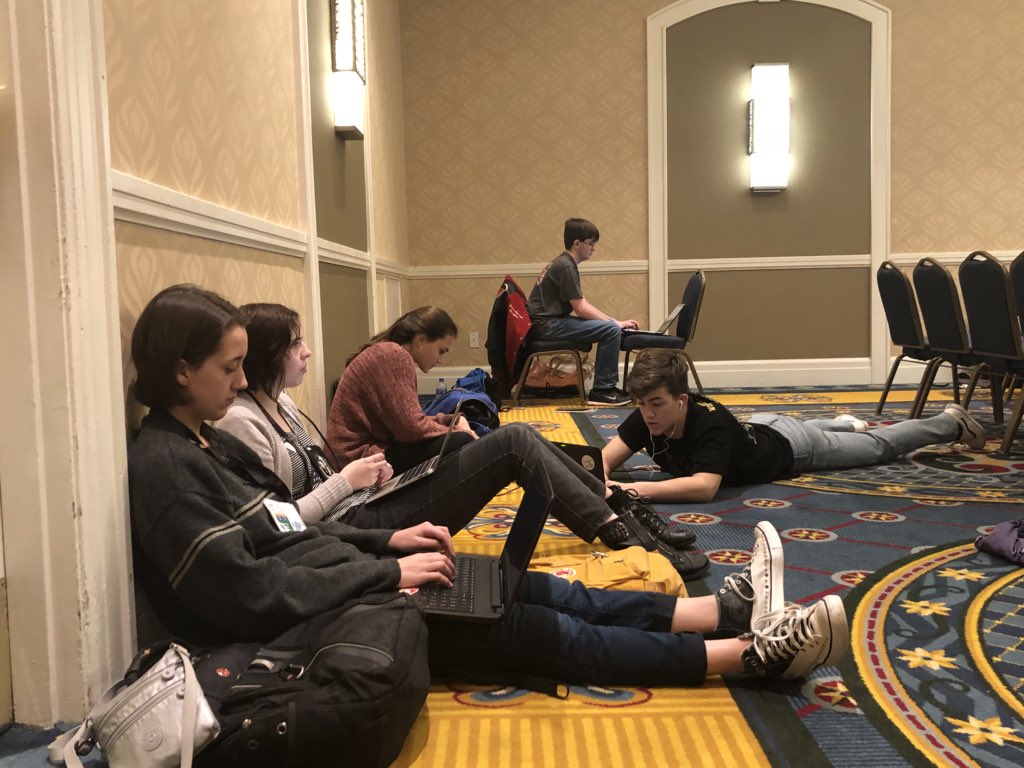 LCHS_Panoptic's tweet photo. Jackson, Georgia, and Malica join students from 16 other states in SIPA’s review writing competition after viewing two exhibits at the Columbia Museum of Art. #sipa18 https://t.co/vu4ylP6Bl9