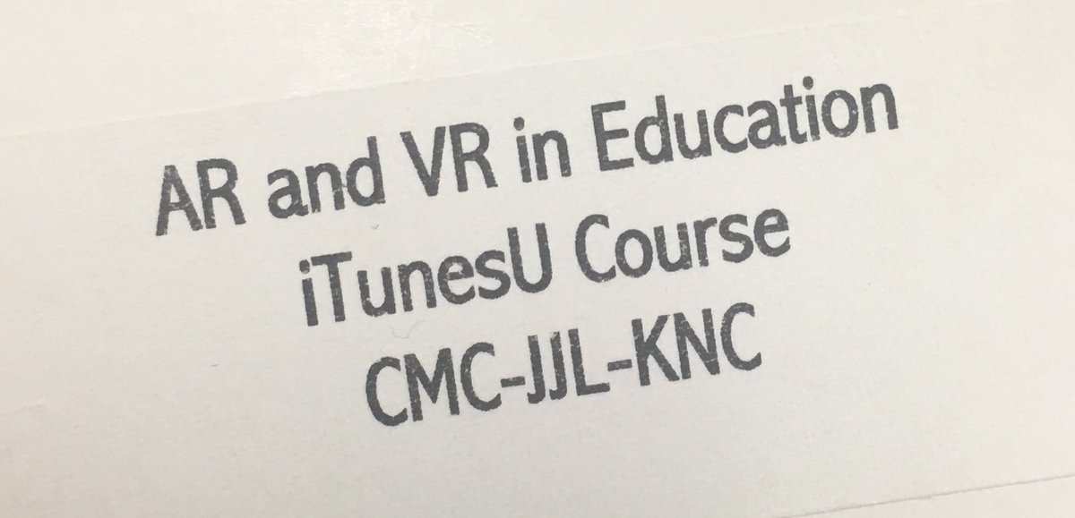 DrTerriC's tweet photo. Our session on AR/Vr in education at #edcampokc   Lots of fun with #mergecubes @mergevr. Resources in my iTunes course join code pictured. https://t.co/lF4IpH5C54