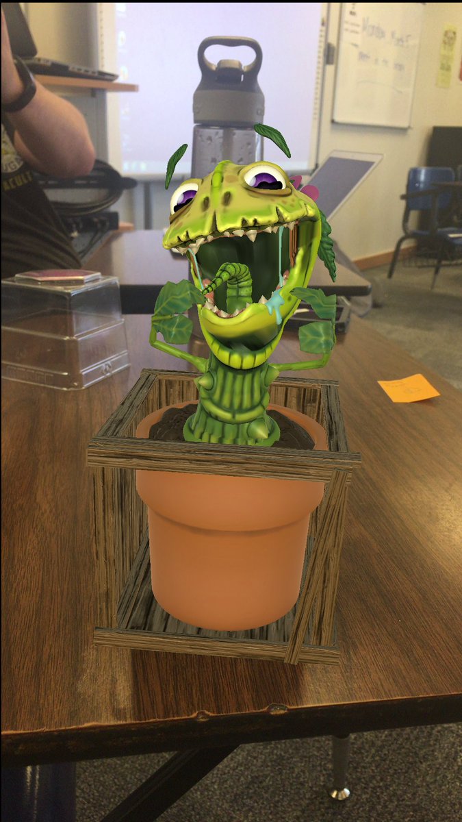 DrTerriC's tweet photo. Our session on AR/Vr in education at #edcampokc   Lots of fun with #mergecubes @mergevr. Resources in my iTunes course join code pictured. https://t.co/lF4IpH5C54