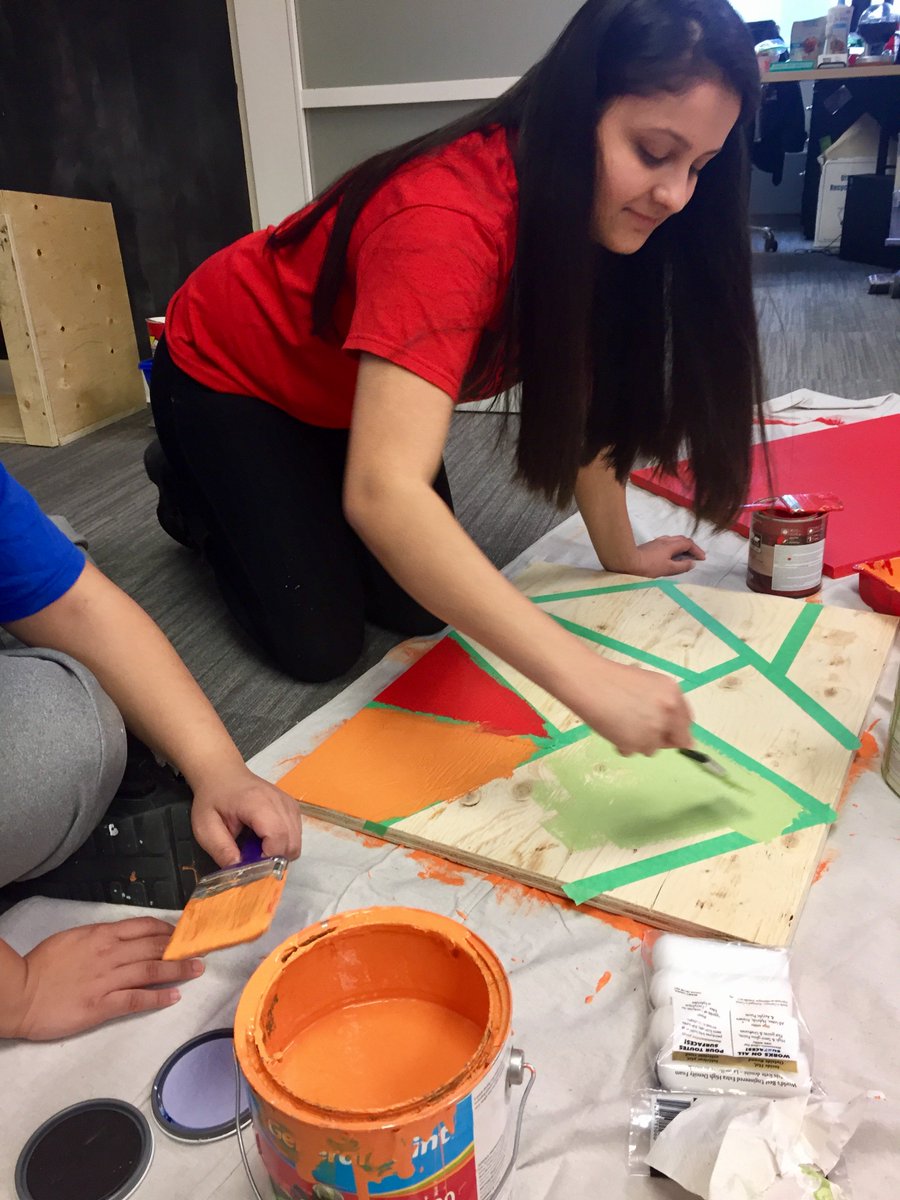 YouthCentralYYC's tweet photo. Happy #YVCDay! The #YouthCentral office has transformed into a construction zone while our awesome @YVolunteerCorps volunteers build little free libraries! https://t.co/XLJdvgoCkA