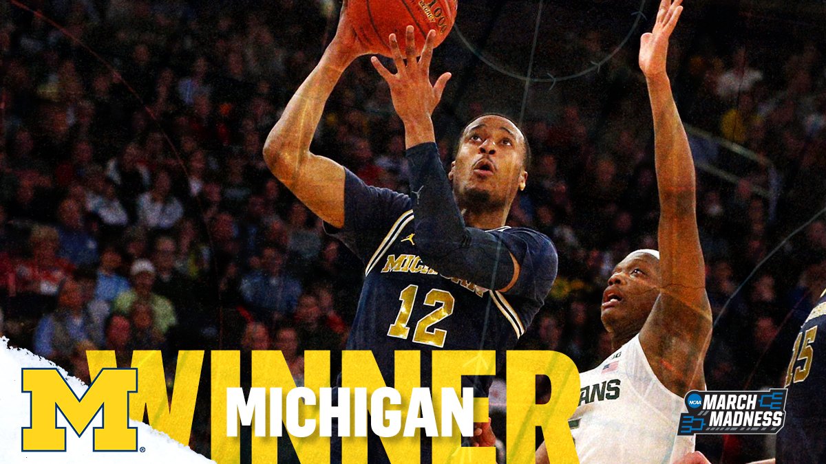 MarchMadnessMBB's tweet image. Back to the Championship!

No. 15 Michigan SWEEPS No. 2 Michigan State 75-64 to advance to the Big Ten Championship for the 2nd year in a row!