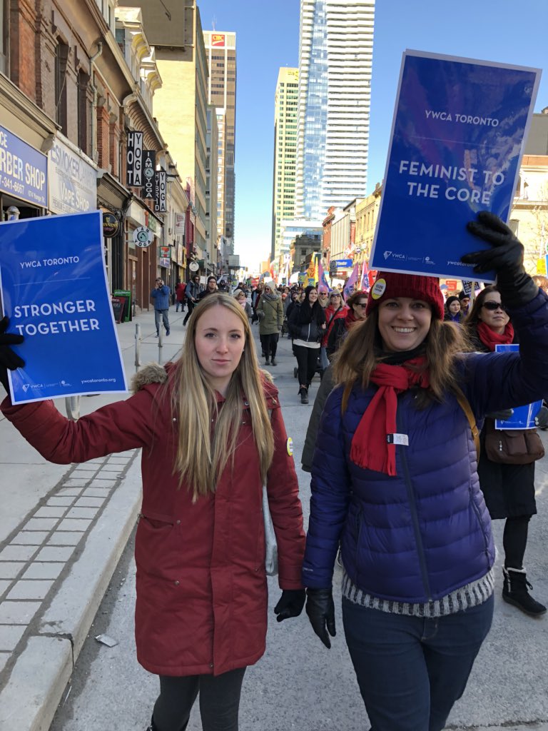 YWCAToronto's tweet photo. We spent the day out on the streets of Toronto with friends and colleagues for #IWD2018! Marching for liberation, gender equity and justice on Indigenous land. #IWDToronto #JusticeforTinaFontaine #IWDTO #CanFem https://t.co/tGKaCzTkL9