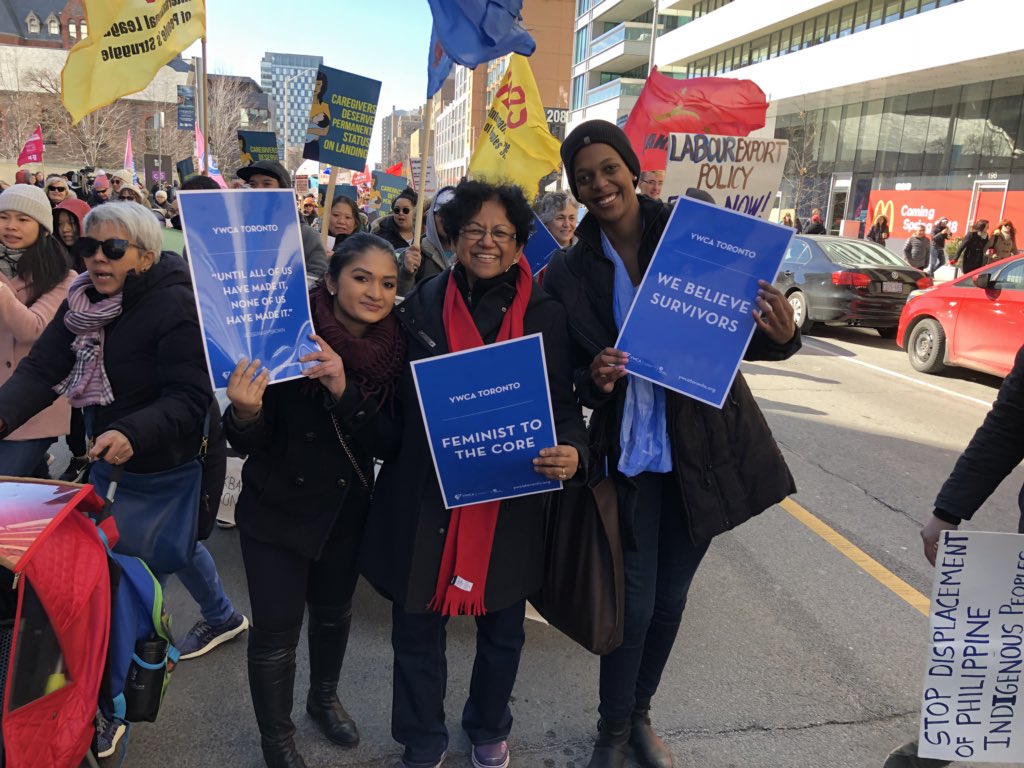 YWCAToronto's tweet photo. We spent the day out on the streets of Toronto with friends and colleagues for #IWD2018! Marching for liberation, gender equity and justice on Indigenous land. #IWDToronto #JusticeforTinaFontaine #IWDTO #CanFem https://t.co/tGKaCzTkL9