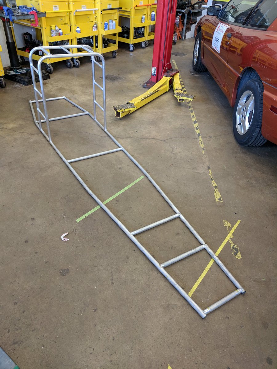 jdufkis's tweet photo. The kids were working hard on their high mileage car during auto club yesterday. Main hoop is all tacked in and looks great, in addition to being very safe. @RMHSMUSTANGS @District214 https://t.co/x1X4KcAIFW