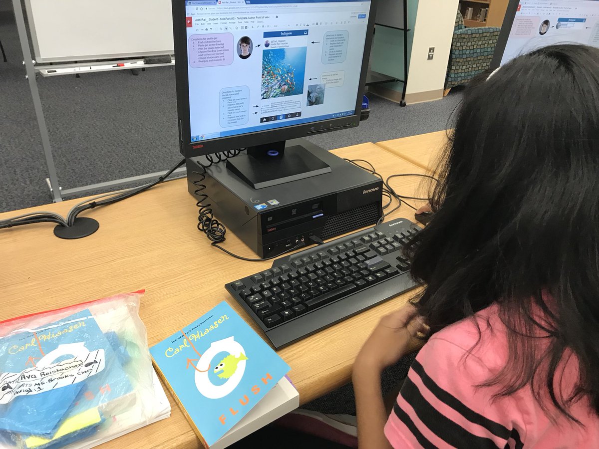 MelanieCFarrell's tweet photo. Making 6th Grade ELA Relevant and Authentic @WCPSS @MPMSleopards with Students from @MsBrooksMPMS Reinforcing the “Author’s Perspective” from the book Flush by Carl Hiassen #MPMSRocks https://t.co/Wl7gxzcixL