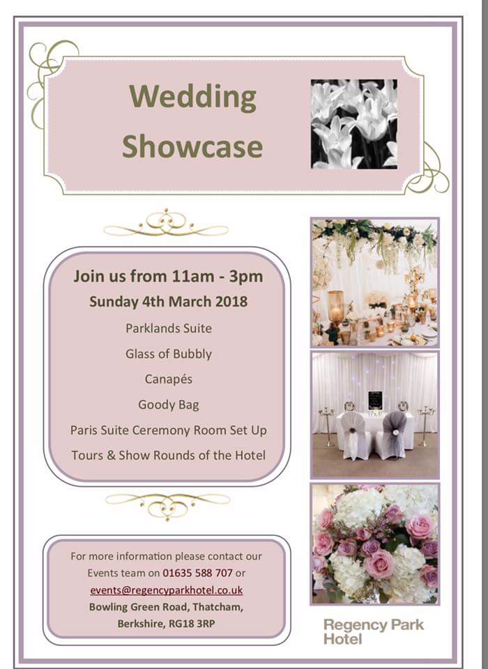 Wedding showcase at <a href="/RPH_thatcham/">Regency Park Hotel</a> 
11-3pm tomorrow. Pop in and say hi