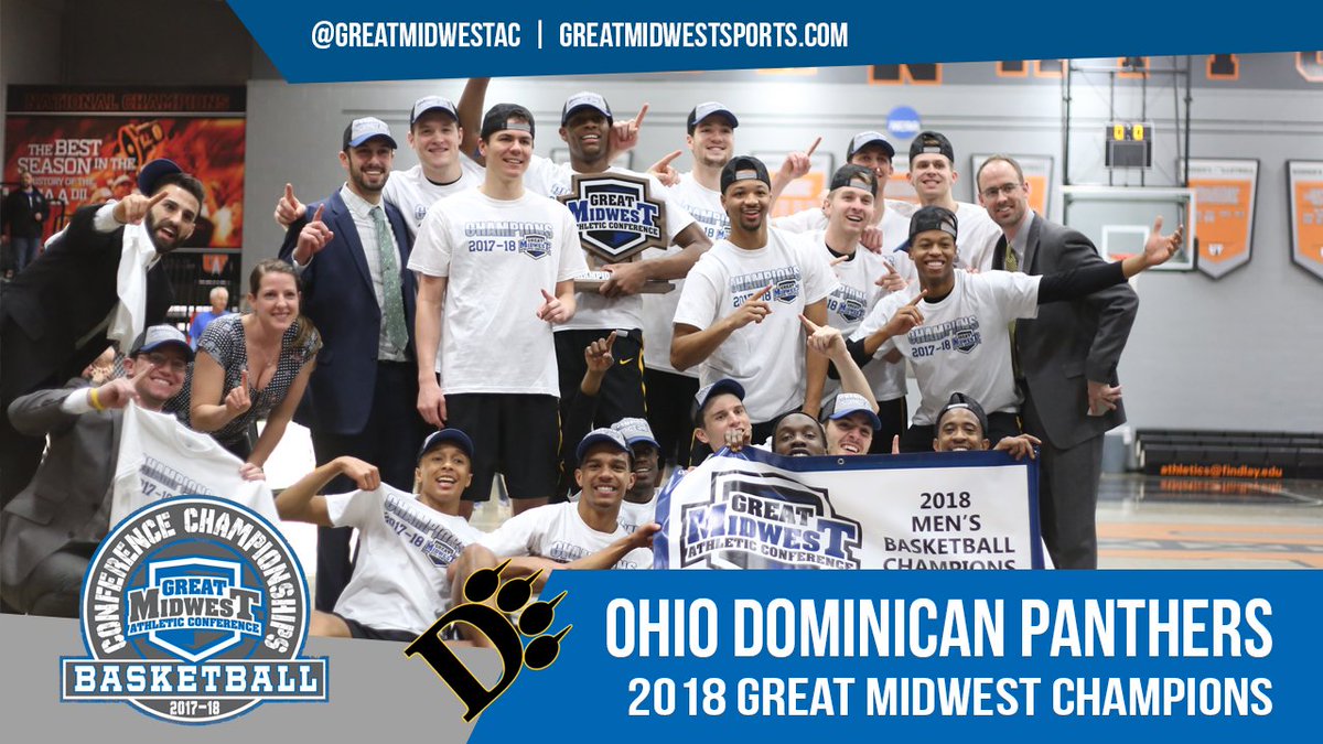 GreatMidwestAC's tweet photo. Ohio Dominican topples the No. 4, No. 1 and No. 3 seeds to capture the #G_MAC Men's 🏀 Championship 🏆; the Panthers are going dancing in the field 64! https://t.co/oJgX2dMRsv
