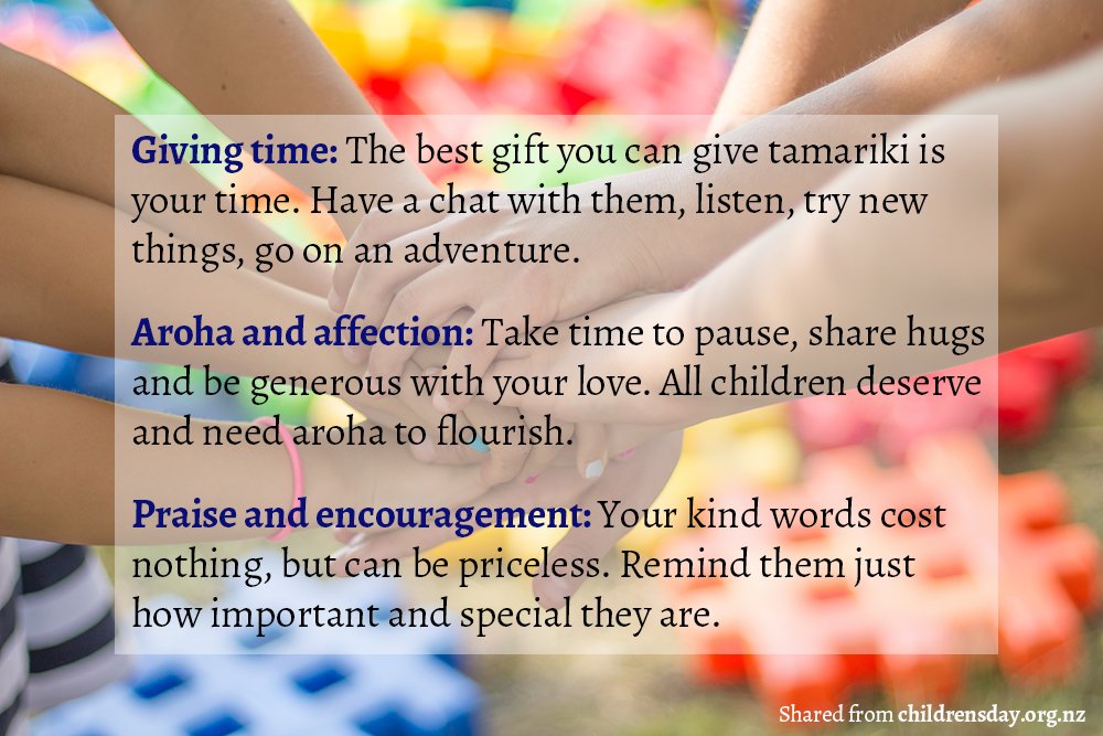 PSOtago's tweet photo. Today we're acknowledging our tamariki #childrensdayNZ
Here's some great reminders on helping our children to thrive, thanks to https://t.co/4dnRTRZE20  ^WR https://t.co/THfNNlHUUf