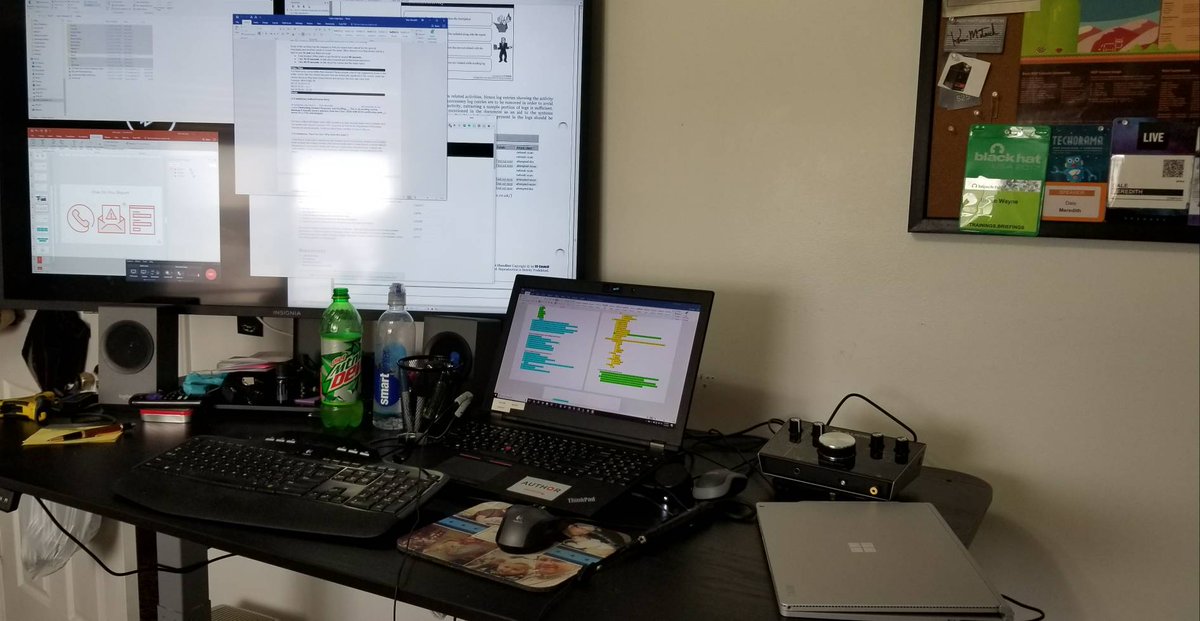 dalemeredith's tweet photo. That's a wrap on recording my NEW @pluralsight course "Preparing for and Executing Incident Recovery. Now to edit it. We'll try and get this bad boy out by the end of next week. Couldn't have done it without my @Lenovo P50 or my @MountainDew! #csaplus #gcih #ecih #cybersecurity https://t.co/clApVt8t7k
