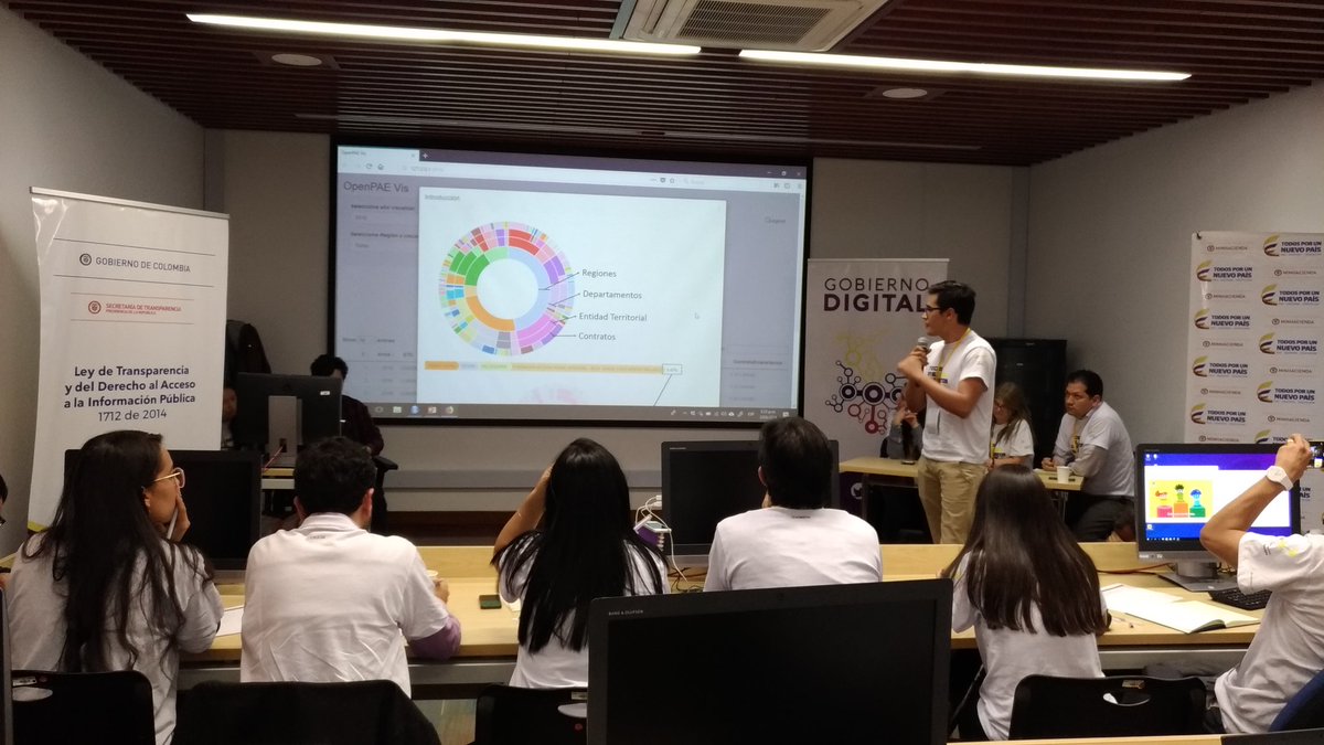 GobDigitalCO's tweet photo. En #Alimendata se comparten propuestas como visualizaciones, soluciones TI e investigaciones que ayudarán a hacer seguimiento y mejorar el PAE. En un momento, los ganadores. #DatosAbiertosCO #OpenDataDay https://t.co/n9j4EFl4QH