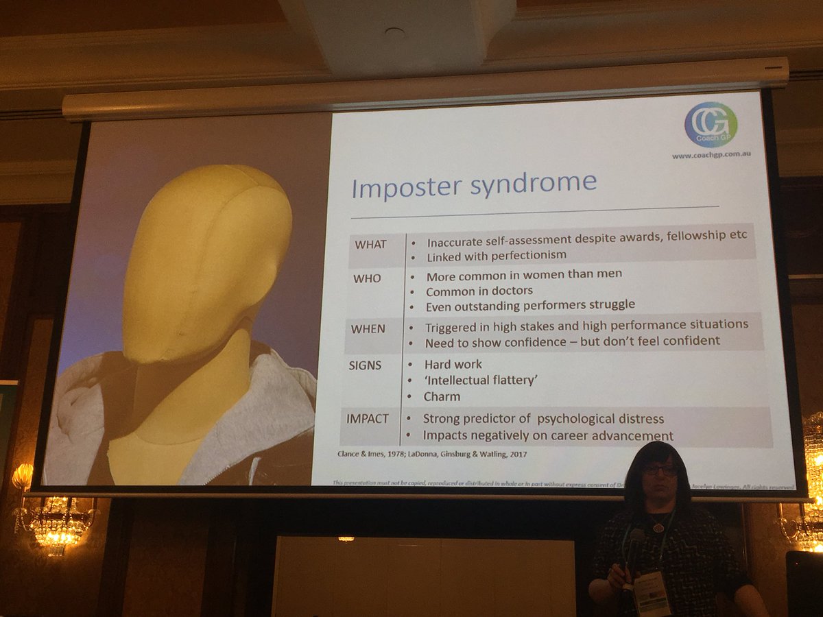 PeckyDeSilva's tweet photo. Imposter syndrome @DrJoLow speaking about how to overcome this #MPANZ18 https://t.co/kfEQGCwr3h