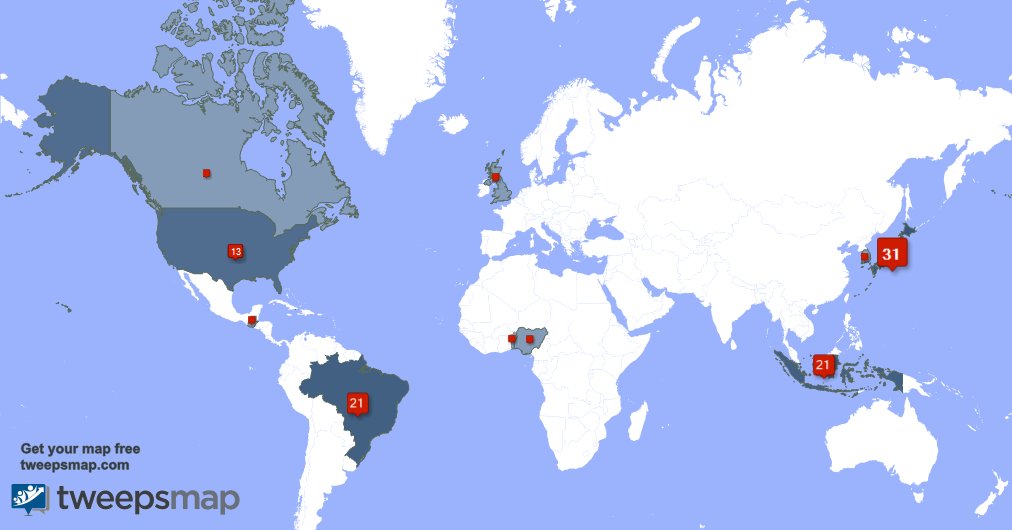 NRP_Amisa's tweet photo. My followers are in Japan(31%), Brazil(20%)... Get your map too: https://t.co/G8ll3P4t40 https://t.co/NRFi9Pg5J9