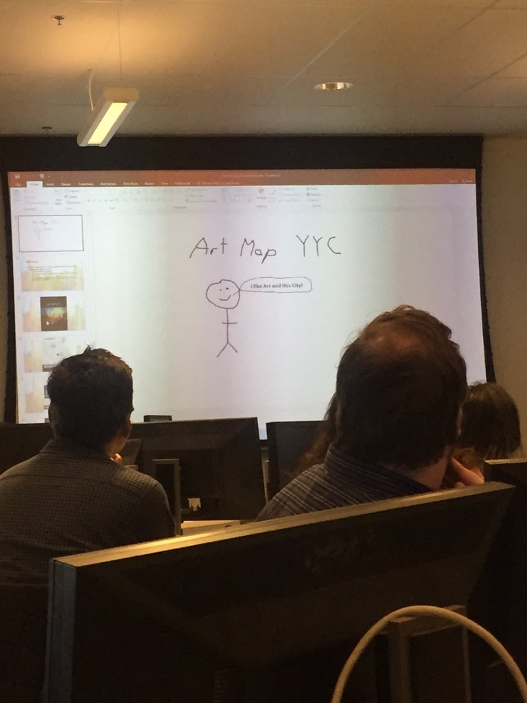 mapstertech's tweet image. Presentation time of what we have! It was a real time crunch with tons of last minute errors (the tech demo curse) but I think we made it. Happy with the result for today! #CodeAcross #CivicTechYYC
