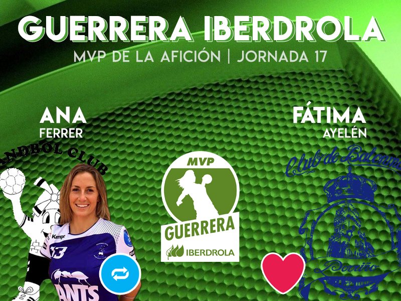 🏆 #GuerreraIberdrola - Jornada 17
🆚 <a href="/hcpuchi/">HC PUIG D'EN VALLS</a> : <a href="/BmPorrino/">Club Balonmano Porriño</a> 
♻️ RT: <a href="/aferrer3/">Ana Ferrer Prohías</a> 
❤️ Me gusta: <a href="/ayerosalez/">Aye Rosalez</a>