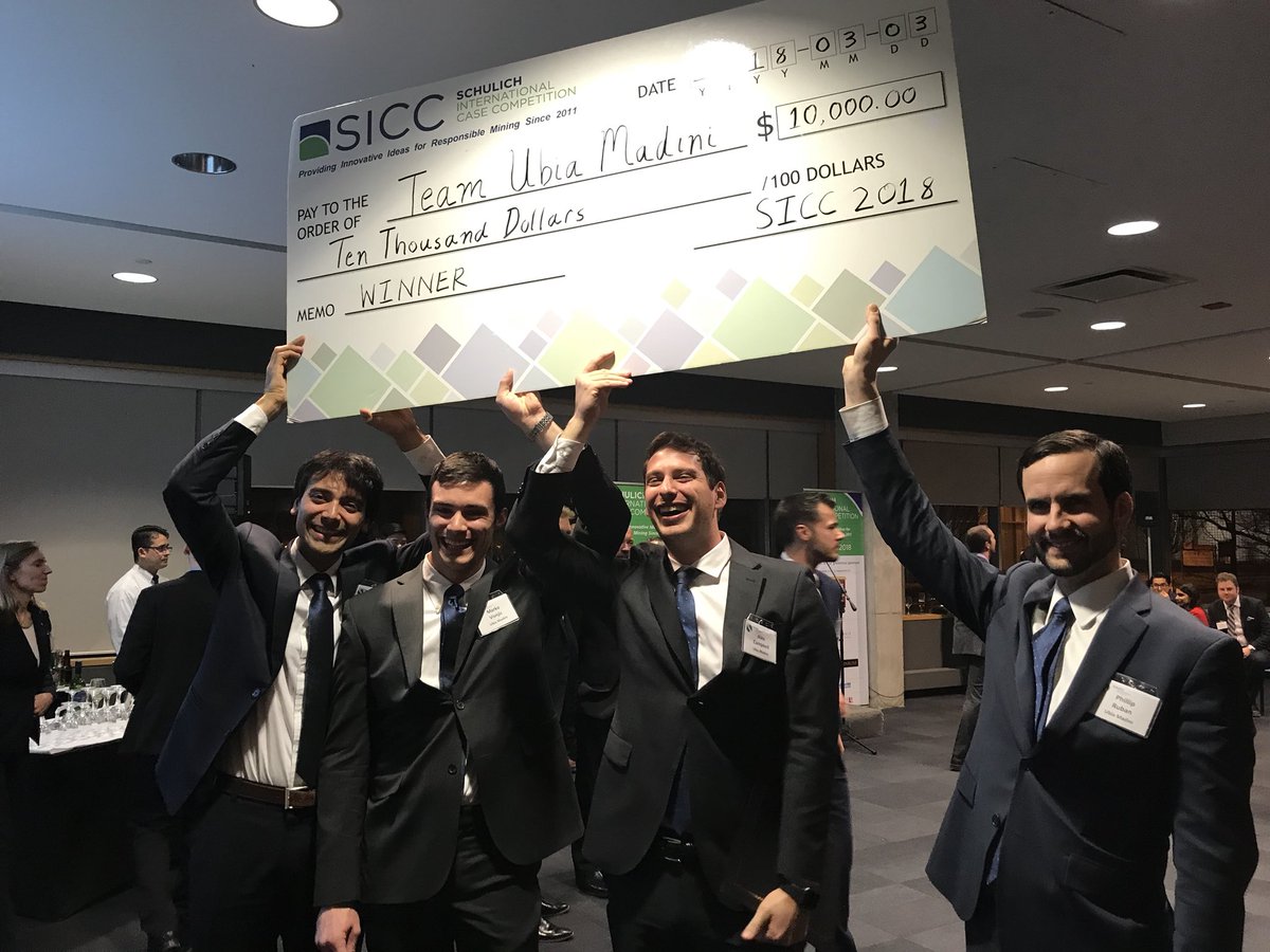 siccToronto's tweet image. Congratulations to the winners of #SICC2018! team Ubia Madini from @coschoolofmines