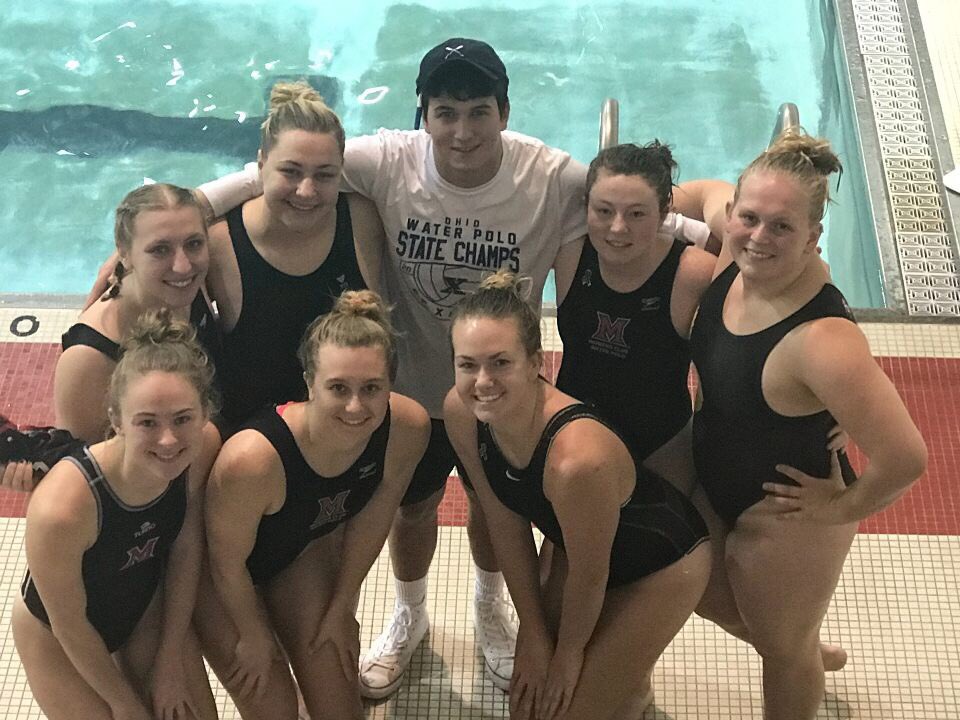 Marlinspolo's tweet photo. Some of the faces behind who is hosting the  tourney here in Cincinnati. Here are a few of  the Miami of Ohio Woman’s team.@CWPAWaterPolo https://t.co/ztaTo9KugM