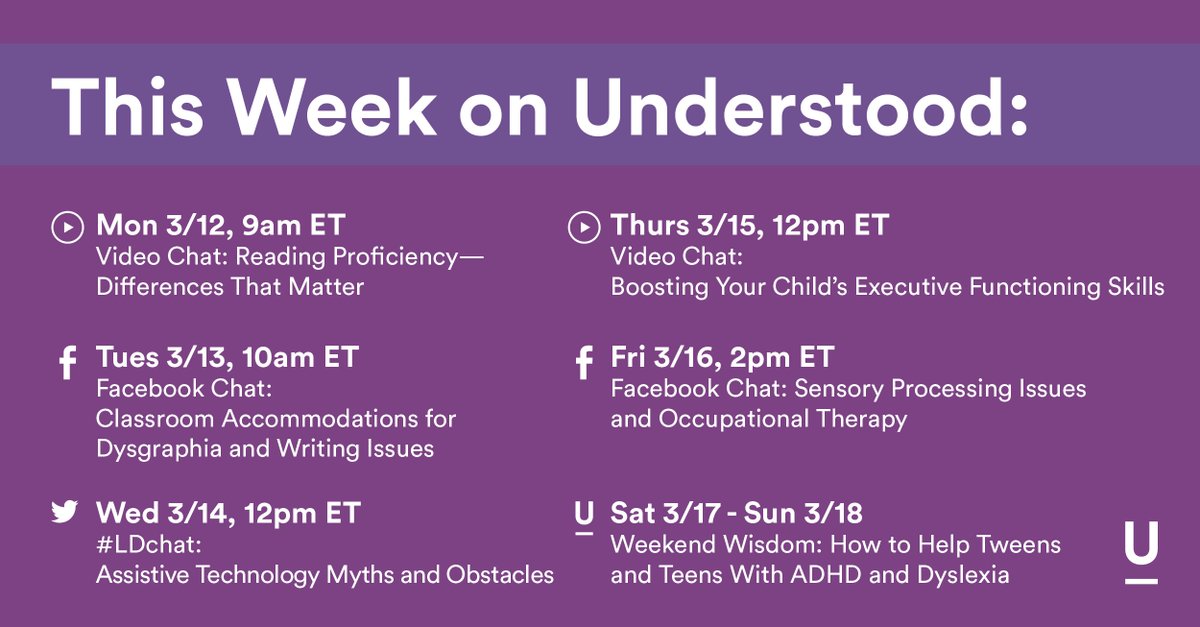 UnderstoodOrg's tweet photo. RSVP for this week's expert chats on #dysgraphia, #AssistiveTech and more: https://t.co/Dv6EPzPWE0 https://t.co/UfJLrZOloZ