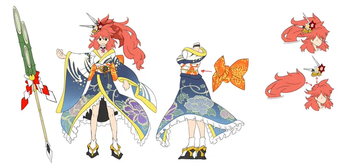 振袖ギアのラフデザイン、その2は、翼とマリアと奏。

傘と羽子板と角松!?

角松はたしかに槍っぽいし(むしろトライデント?)、
正月感満載にして、群を抜いて強そう・・・

巨大化させた羽子板で殴打はド直球! ありそうでなかった!

あと、正月で傘といえば、染之助・染太郎な金子でした。 