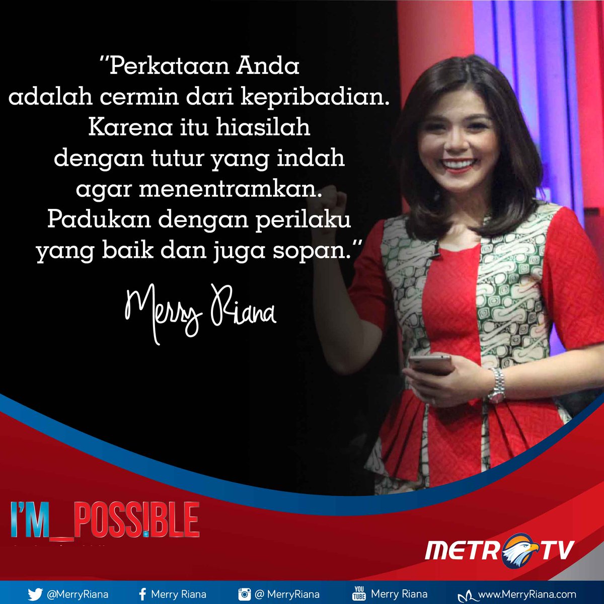 MerryRiana's tweet photo. Walaupun tahun berganti, jangan pernah lelah untuk berbagi, jangan pula berhenti menginspirasi, terus berkarya untuk Negeri ini. 
#Motivasi #MerryRiana https://t.co/XVJvyyi3vh