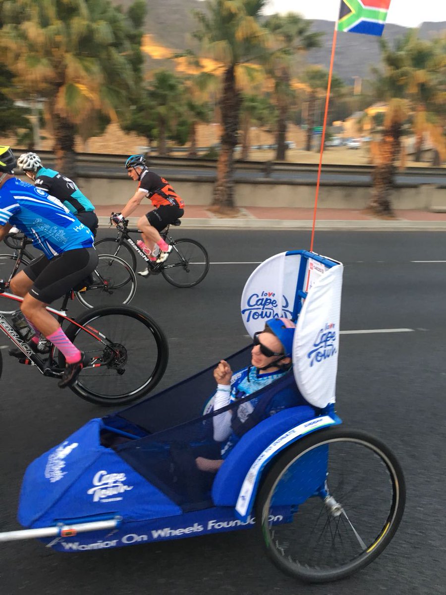 WarriorOnWheels's tweet photo. And they are flying past!! Well done Team. Keep it up! 😀 Current status of our riders! Looking good! It is @ctcycletour #WOW #WOWBuggy #CapeTown #CTCycleTour2018 #cycletour #Back2OurRoutes #GiftofAdventure #lovecapetown ❤🚵 https://t.co/Sqd9X2YwL3
